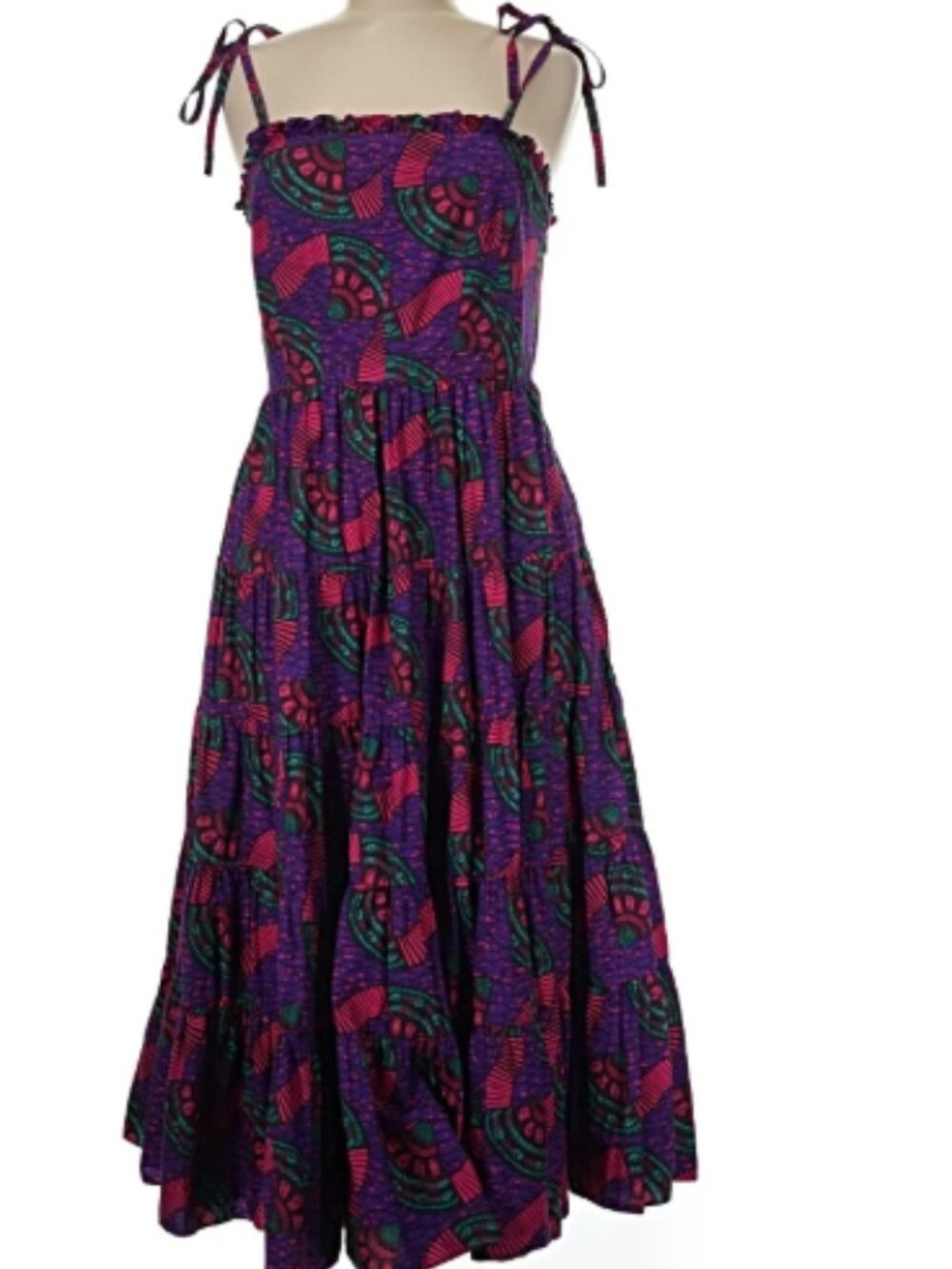 ULLA JOHNSON sundress purple/green patterned,spaghetti straps,sz 8